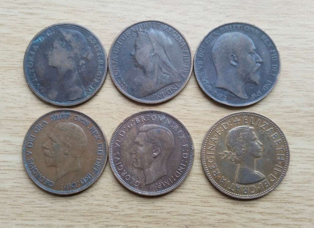 Great Condition collection of 6 Different Head Penny's.