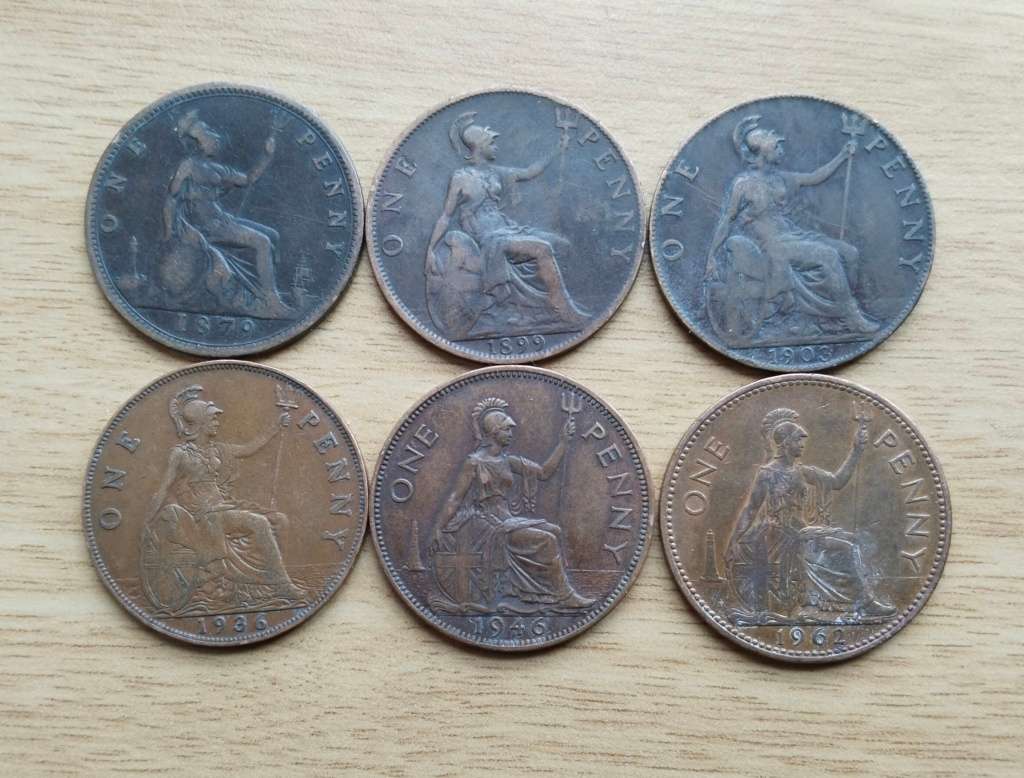 Great Condition collection of 6 Different Head Penny's.