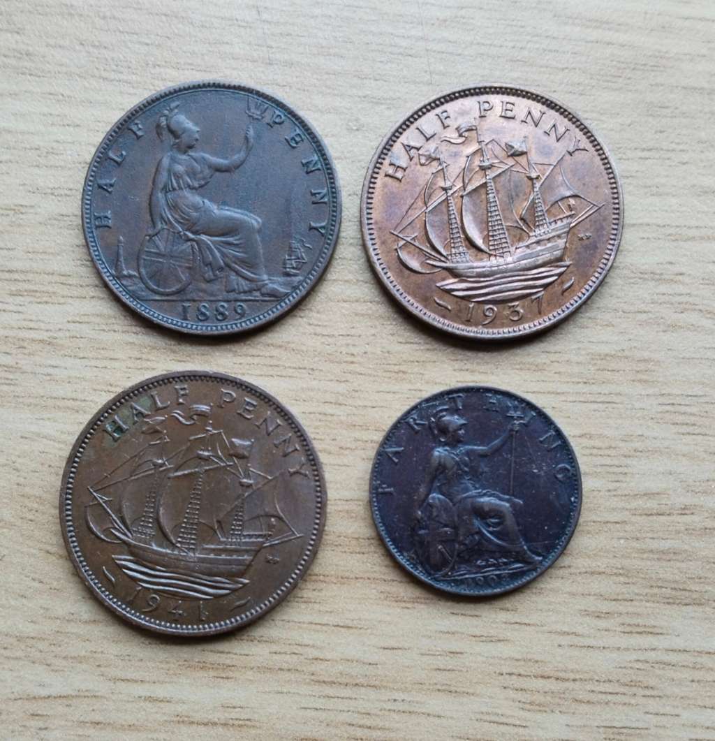 Great Britain collection of 4 better condition old coins. Oldest 1889