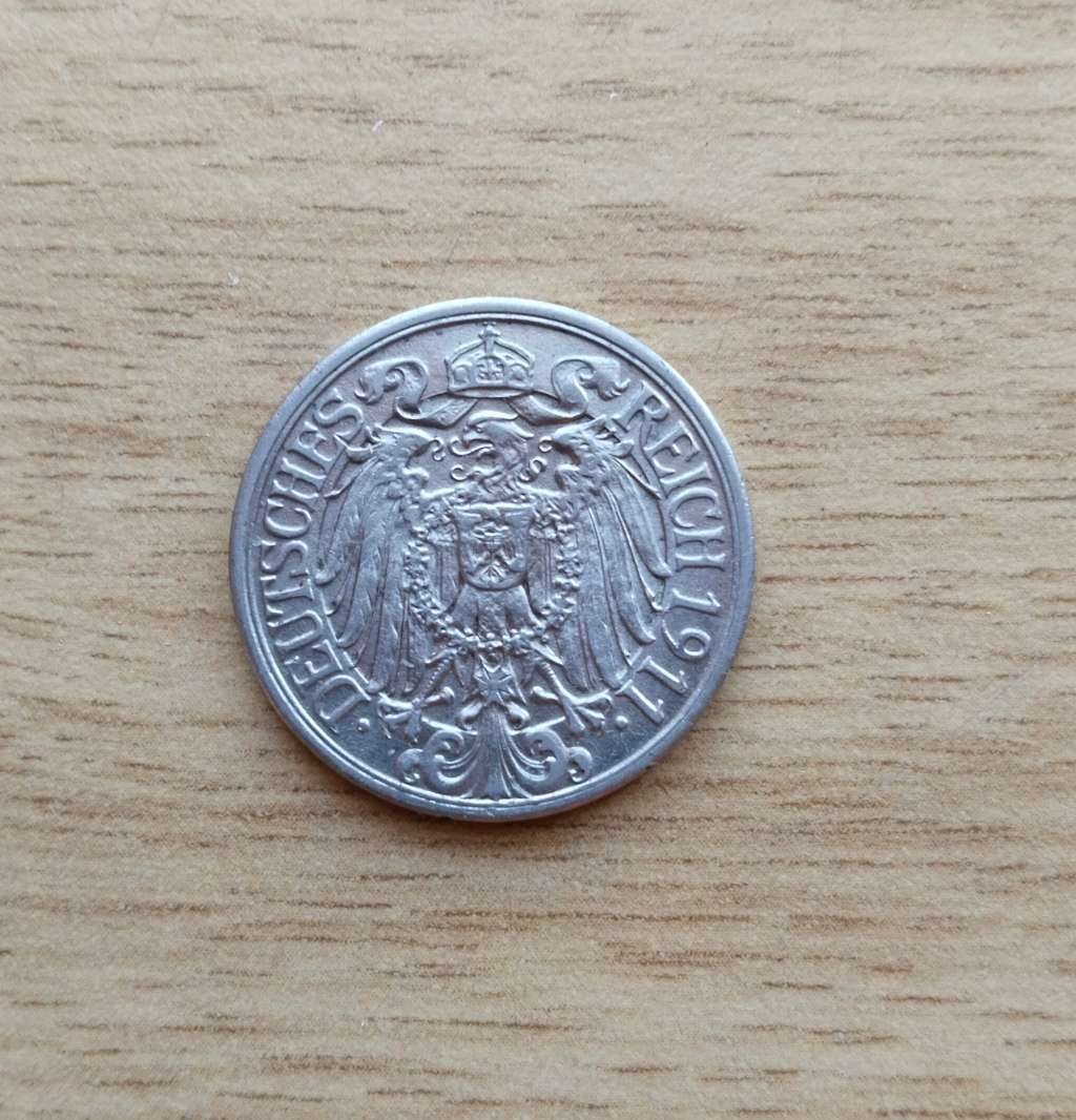 Deutsche Reich 1911 E 25 Pfennig. Good condition.