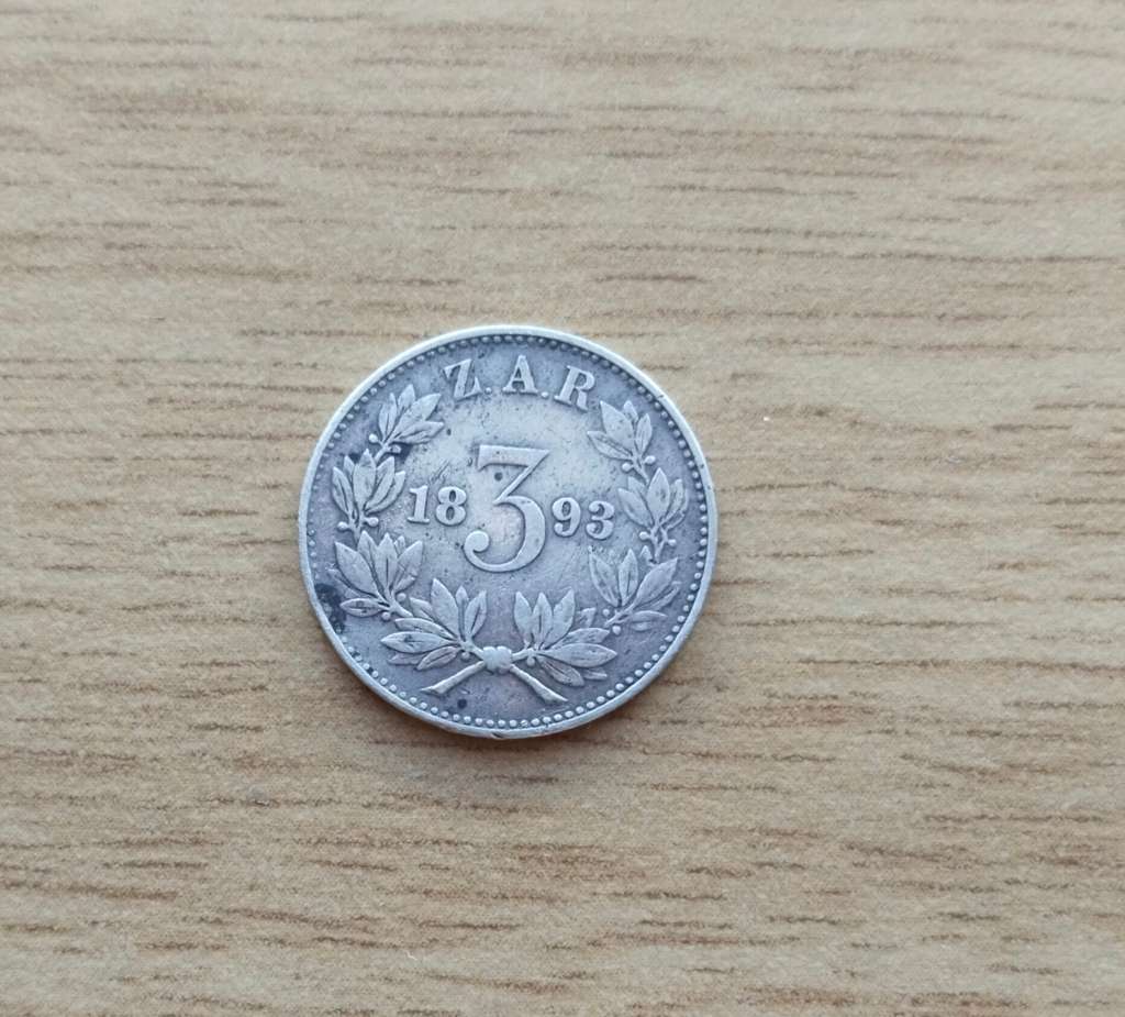 ZAR Paul Kruger 1893 Silver Threepence.