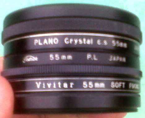 FILTERS 55mm ,PLANO CRTSTAL 55mm +TOSHIBA PL+VIVITAR SOFT FOCUS  (JAPAN)