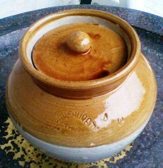 Large Stoneware Container  with Lid    (marked thun u4)