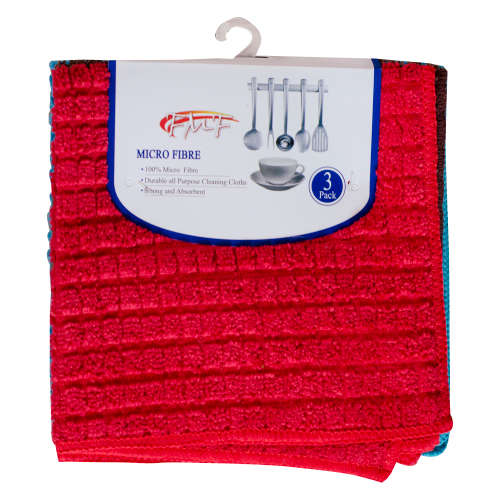 FMF 3 Pack Assorted Micro Fibre Cloth 35 x 35cm