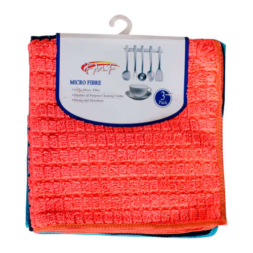 FMF 3 Pack Assorted Micro Fibre Cloth 35 x 35cm