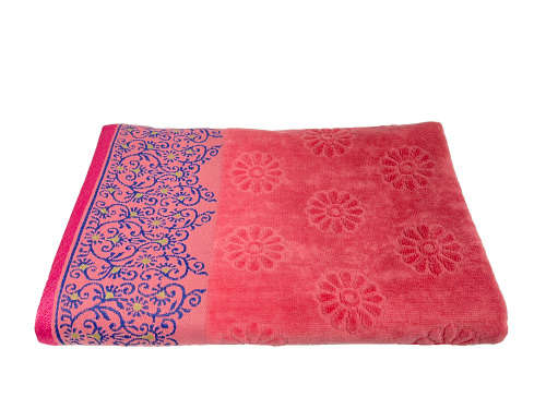 Velour Jacquard Bath Towel 70 x 145cm - Pink