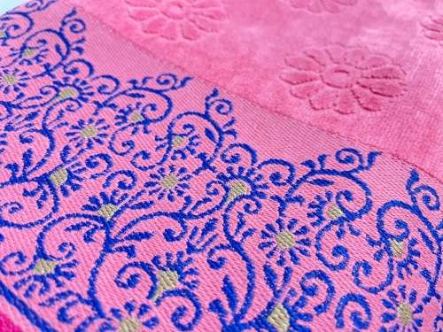 Velour Jacquard Bath Towel 70 x 145cm - Pink