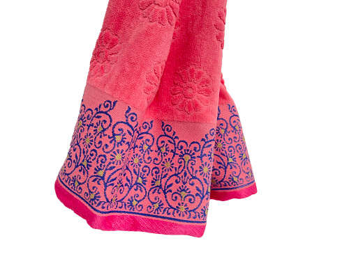Velour Jacquard Bath Towel 70 x 145cm - Pink