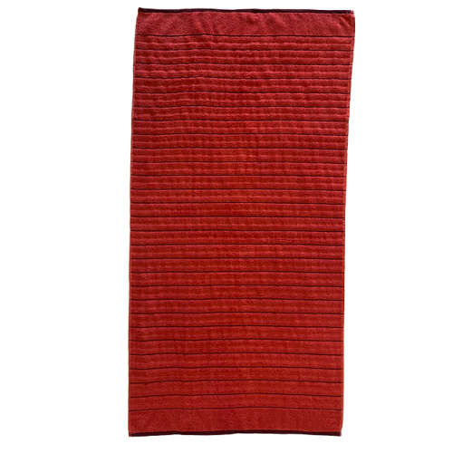 FMF 2 Pack Border Stripe Bath Towel 70 x 145cm - Raspberry