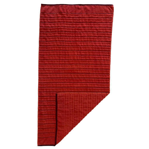 FMF 2 Pack Border Stripe Bath Towel 70 x 145cm - Raspberry
