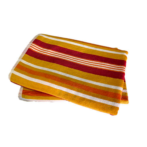 FMF 2 Pack Velour Stripe Bath Sheet 85 x 170cm - Mustard