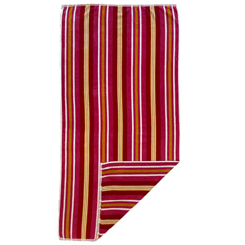 FMF 2 Pack Velour Stripe Bath Sheet 85 x 170cm - Pink