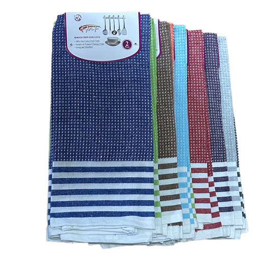 FMF Bulk Pack - 12 Pack Assorted Border Stripes Dish Cloth 45x70cm