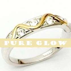 Beautiful 0.25ct Diamond CZ Golden Wave 18kr gold plated ring (Size 7)
