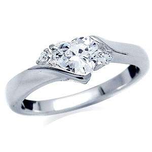 Brand new 925 silver, white CZ heart ring (size 9)
