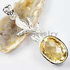 mock silver yellow quartz faceted pendant bead
