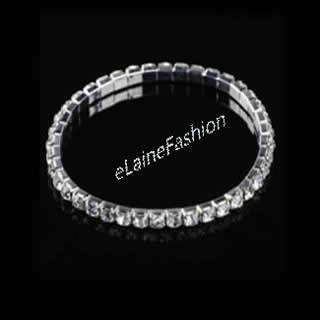 new silver plated shinning rhinestone stretch bracelet