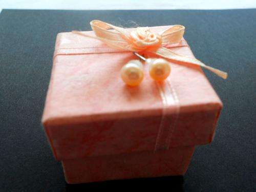 5-6mm apricot pink Akoya cultured pearl earring studs