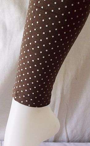 BROWN tights leggings with little tiny circle pattern - size small to medium
