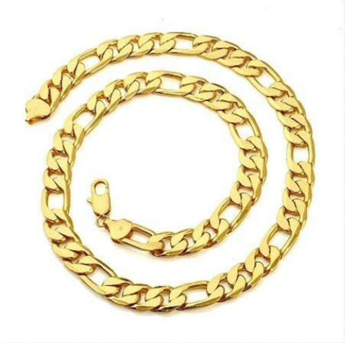 Heavy chunky 18k yellow gold filled men's Figaro  necklace chain
