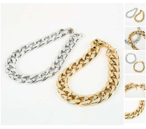 SPECIAL SALE!!  Large chunky women's silver or gold tone thick light weight necklaces