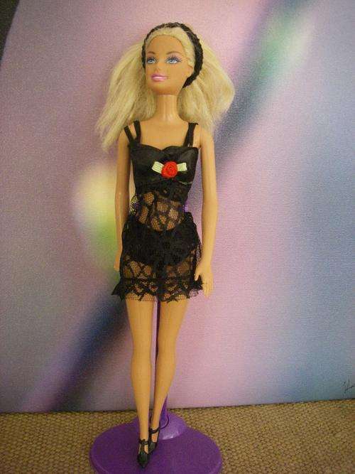 Barbie doll tailered black lingerie underwear sleepwear nightie bed clothes 3 piece