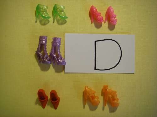 5 pairs of Barbie doll shoes, heels, boots, sandals