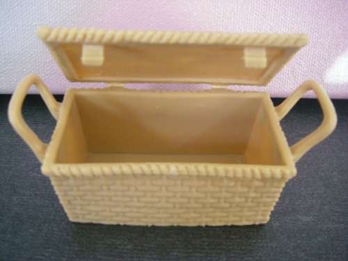 Barbie doll household accessories, basket with lid