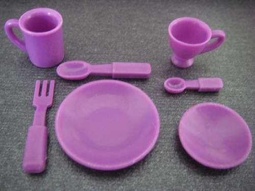 Barbie doll household accessories, crockery & cutlery, mealtime for one