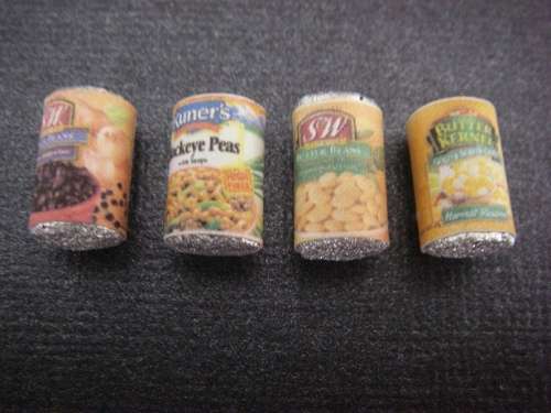 Barbie doll accessories, food accessories, 4 x food tins