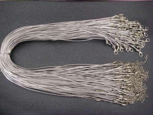 20 x silver necklace thongs (45cm length and 5 cm extender chain)