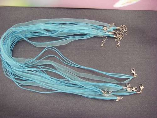 1 x blue cord & ribbon necklace thong (44cm & 5cm extender chain)