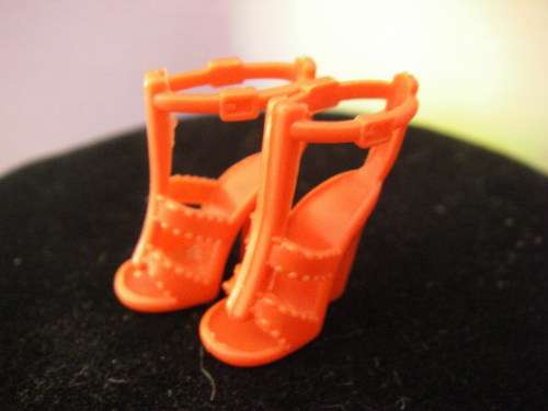 Red Barbie doll ankle strap high heeled sandals, shoes
