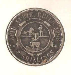 ZAR 2 Shillings 1896 Silver Coin (possible camp art on)