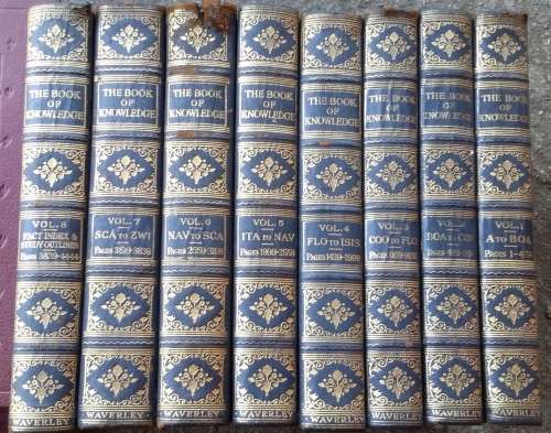 The Book of Knowledge, 8 volume leather bound set edited by Harold Wheeler