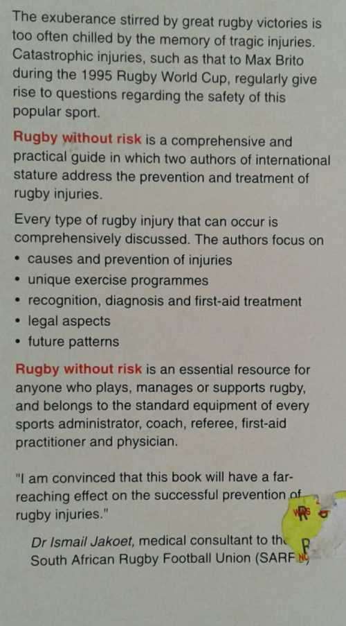 Rugby Without Risk A Practical guide to the Prevention and Treatment of Rugby Injuries by Noakes
