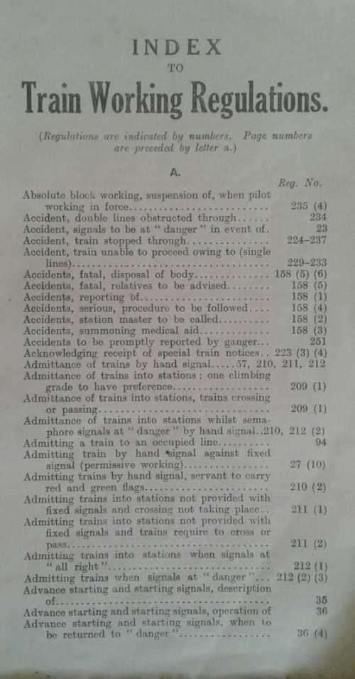 South African Railways and Harbours Train Working Regulations published 1929