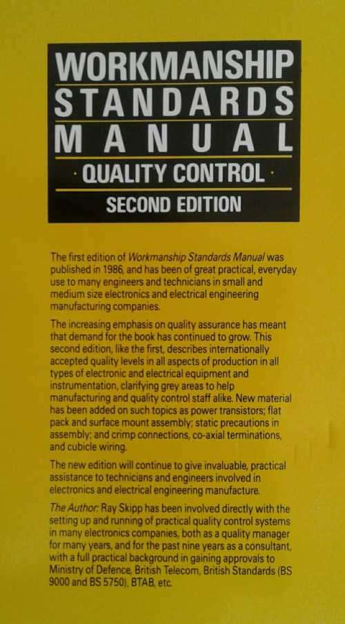 Workmanship Standards Manual Quality Control second Edition by Ray Skipp