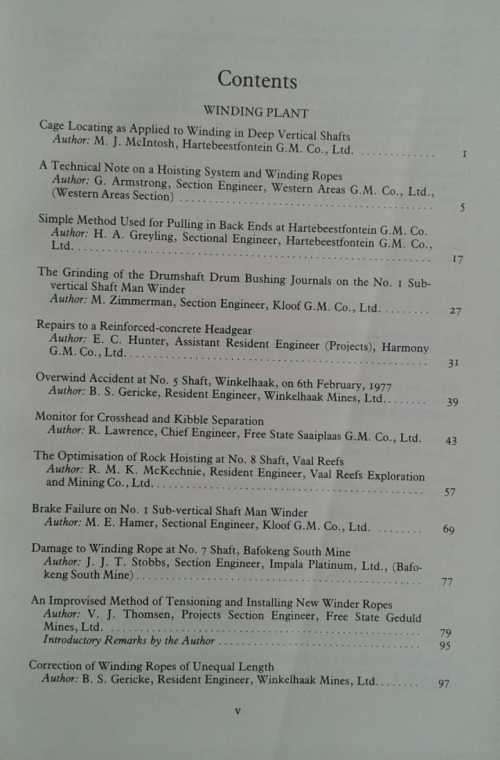 Association of Mine Resident Engineers Papers and Technical Notes 1964-1979
