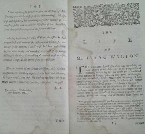 The Complete Angler Fourth Edition 1784 by Isaac Walton & Charles Cotton **Scarce**