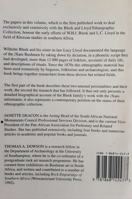 Voices from the Past /Xam Bushman and the Bleek and Lloyd Collection edited by J Deacon & Dowson