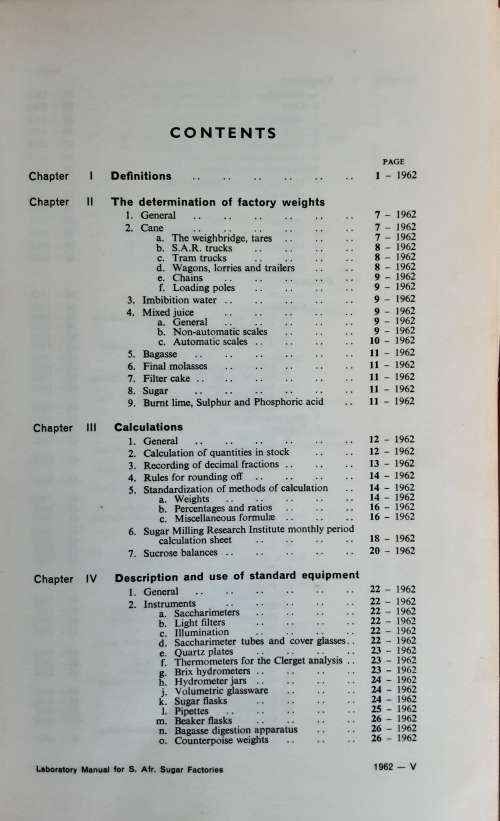 Laboratory Manual for South African Sugar Factories **First Edition**