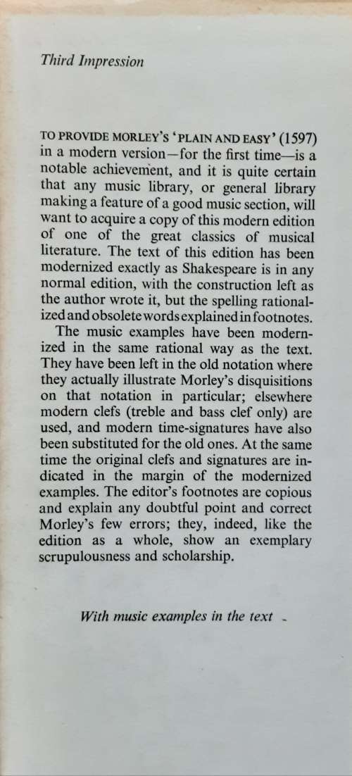 A Plain & Easy Introduction to Practical Music by Thomas Morley