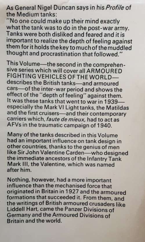 AFV 1919/40 British Armoured Fighting Vehicles by Duncan Crow