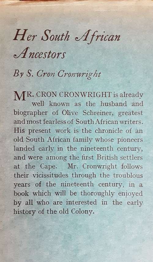 Her South African Ancestors (Including the Featherstones) by Samuel Cron Cronwright