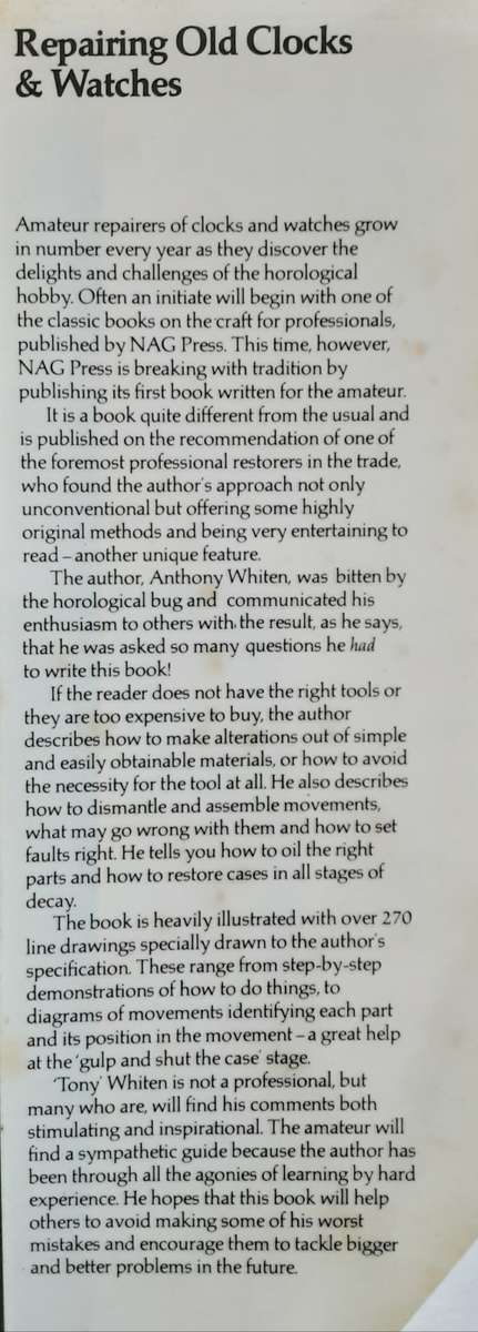 Repairing Old Clocks & Watches by Anthony J Whiten