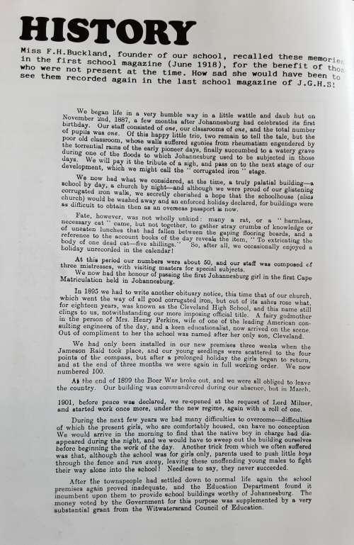 Johannesburg High School for Girls 1989 In my end is my beginning