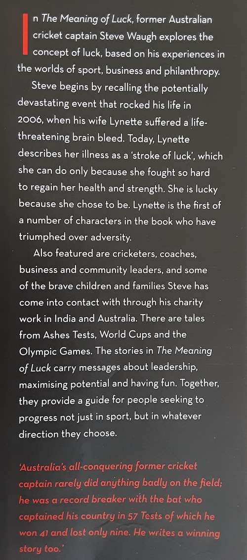 Steve Waugh, The Meaning of Luck, Stories of Learning, Leadership and Love