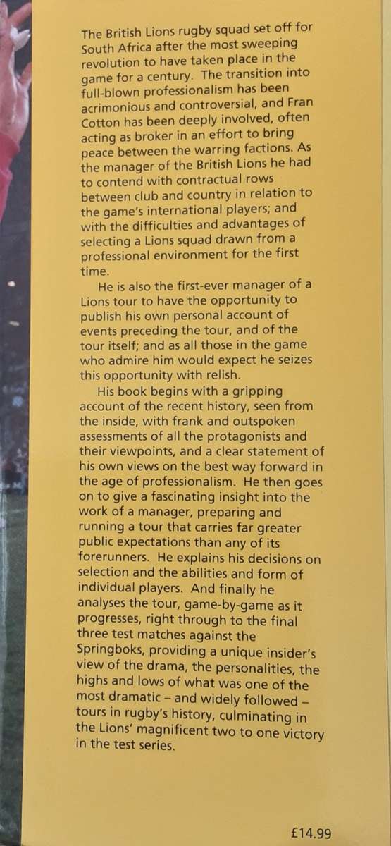 My Pride of Lions, The BritIsh Isles Tour of South Africa 1997 by Fran Cotton