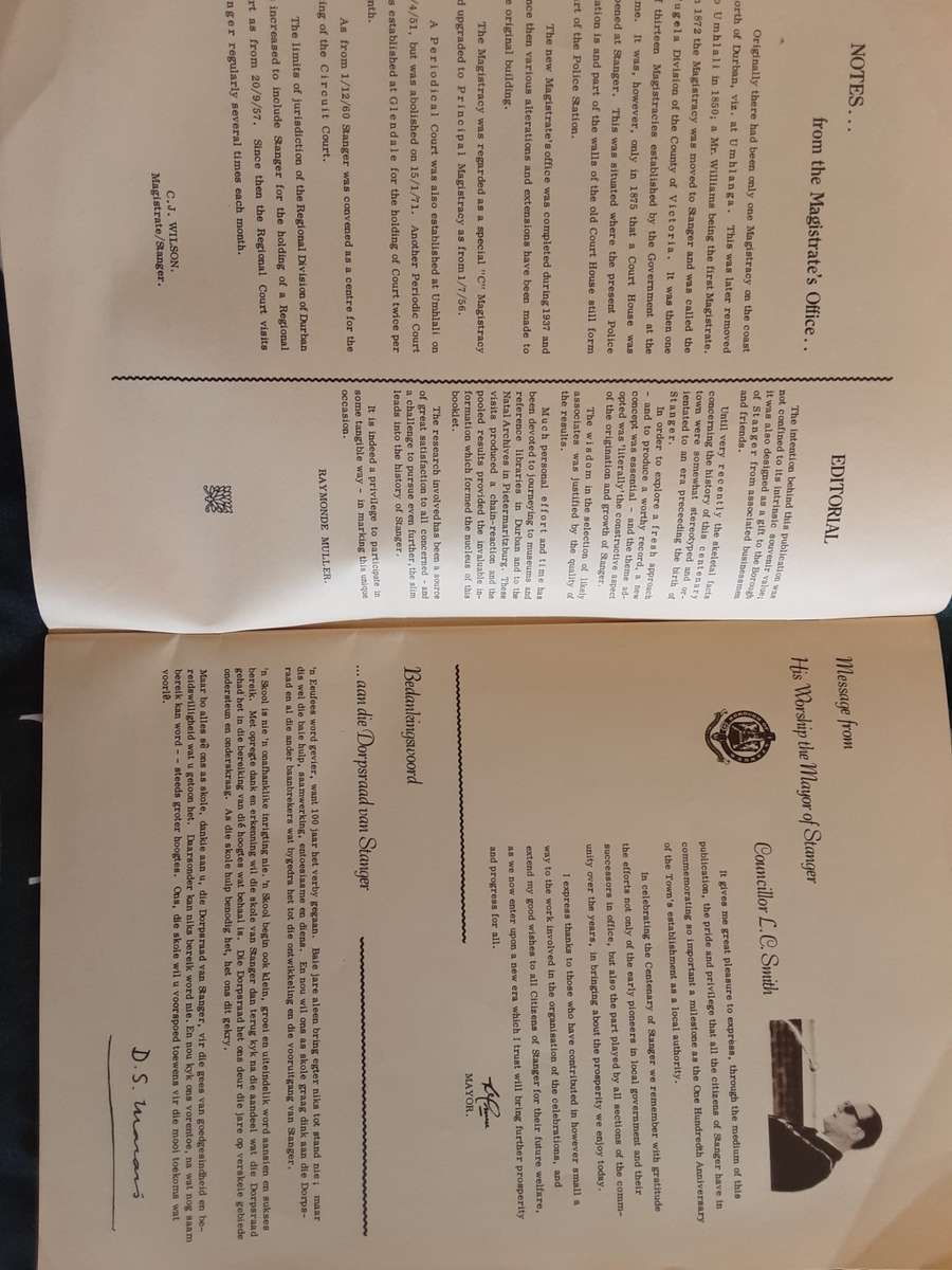 Souvenir Publication Commemorating the Centenary of Stanger 1873 - 1973